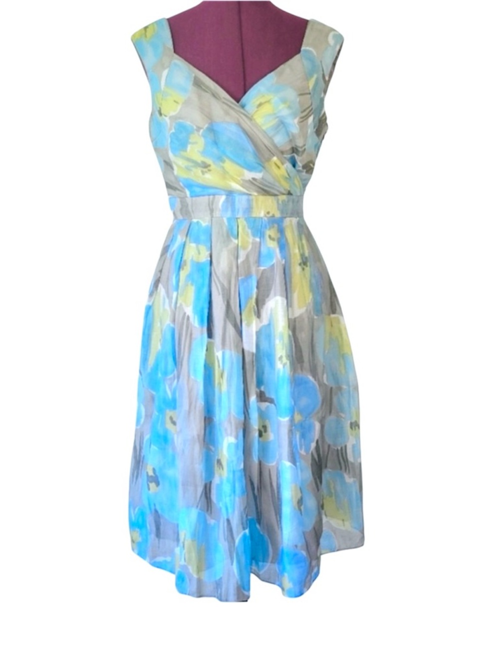 Adrianna Papell Light Blue & Yellow Floral Fit-and-Flare Dress